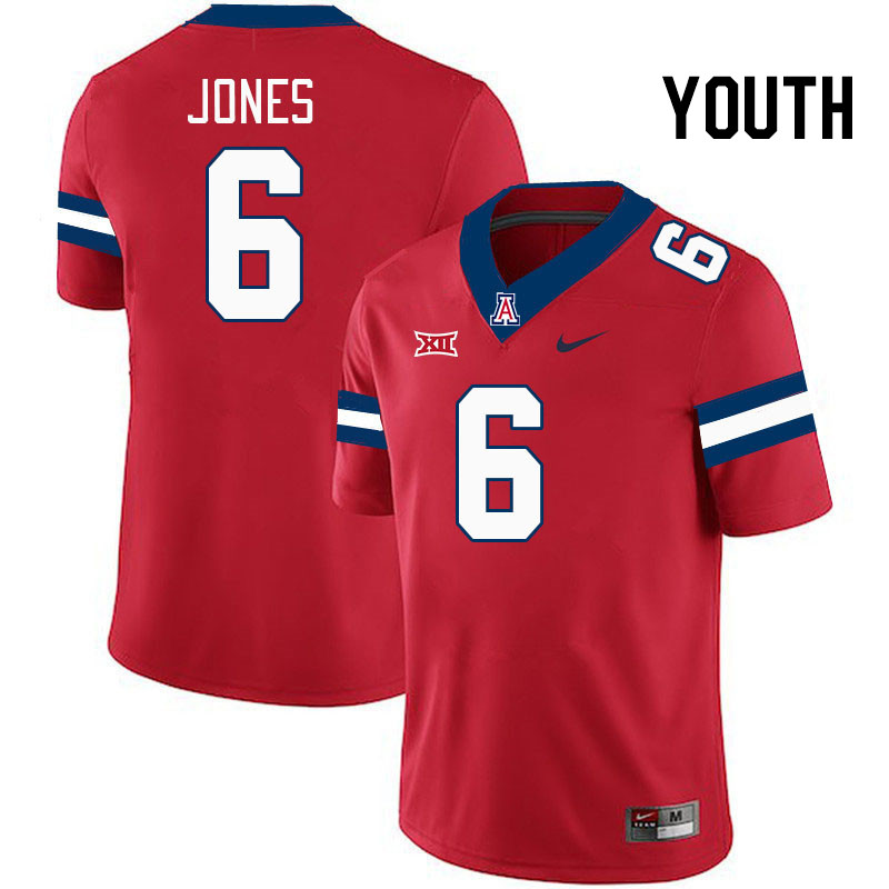 Youth #6 AJ Jones Arizona Wildcats Big 12 Conference College Football Jerseys Stitched-Red